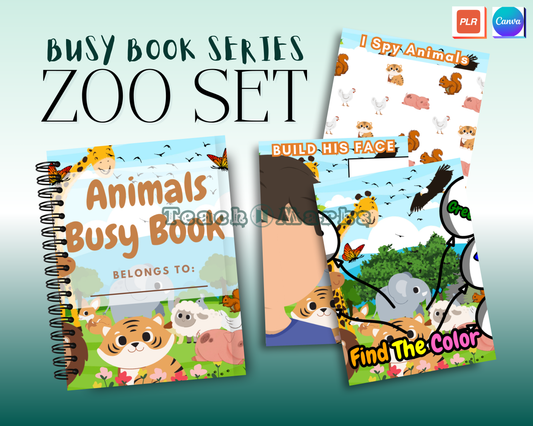 3-in-1 Busy Book Zoo Themes + Canva Basics & Ebooks With Mandala Coloring Book