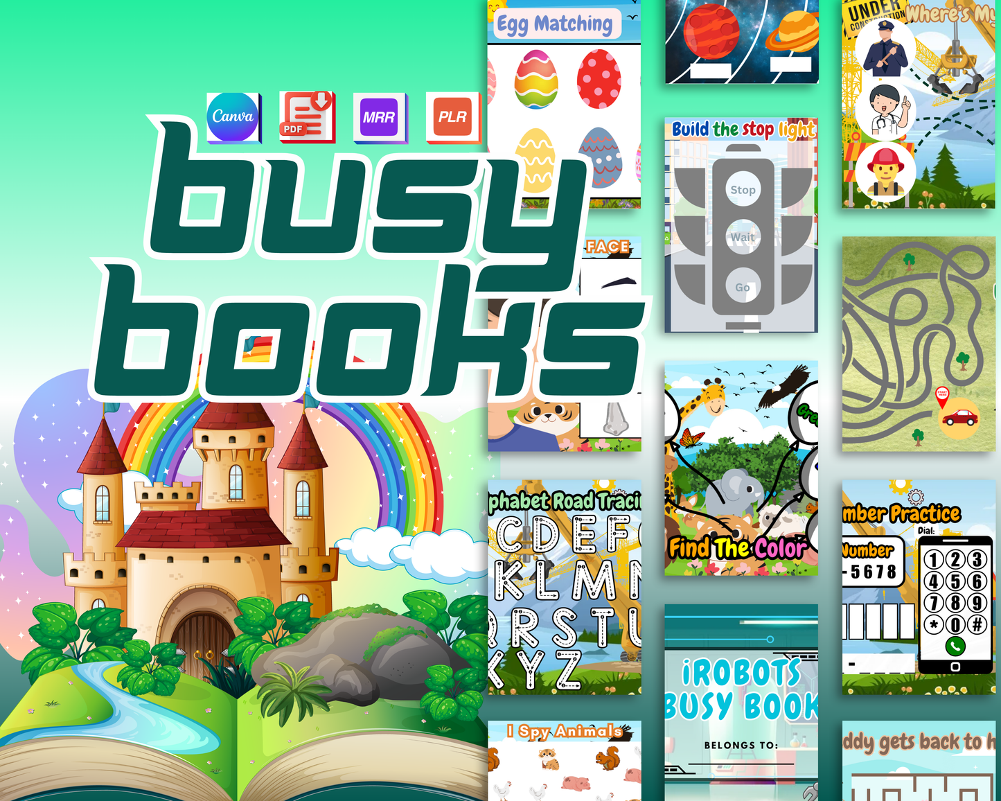400ᐩ Editable Busy Book Pages with Canva Basics Plus 2,000ᐩ EBooks & 6,000ᐩ Mandala Coloring Books