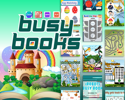 400ᐩ Editable Busy Book Pages with Canva Basics Plus 2,000ᐩ EBooks & 6,000ᐩ Mandala Coloring Books
