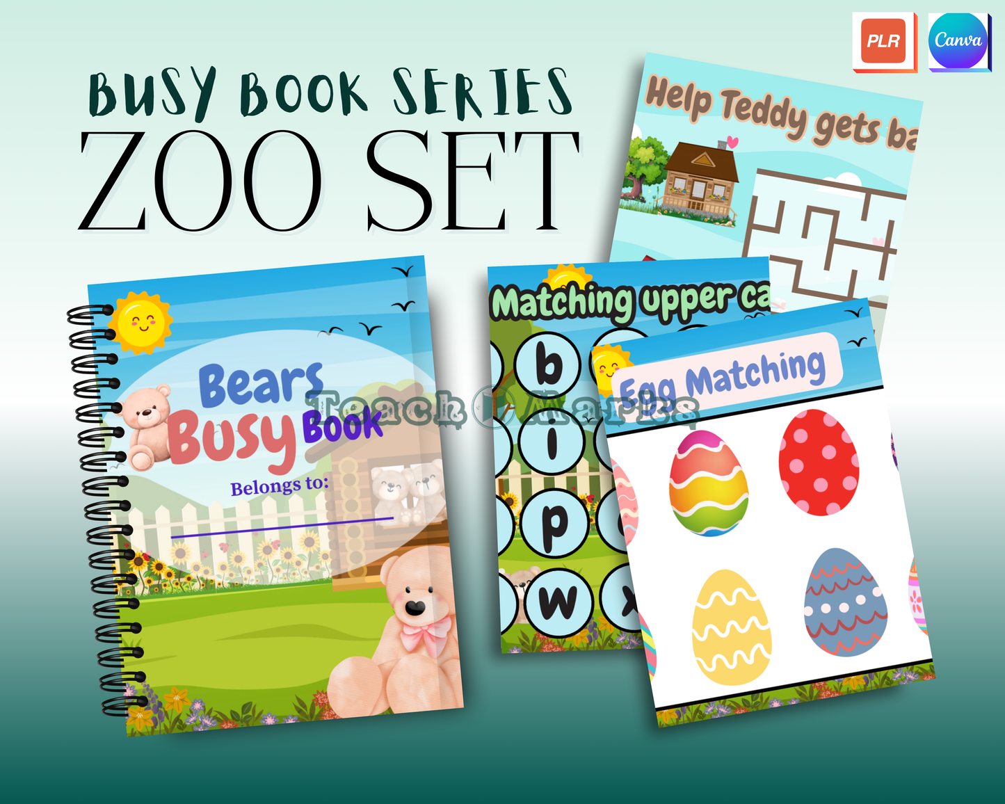 3-in-1 Busy Book Zoo Themes + Canva Basics & Ebooks With Mandala Coloring Book