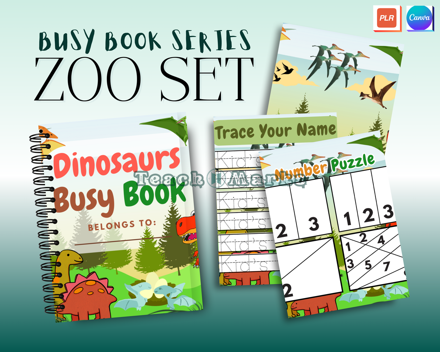 3-in-1 Busy Book Zoo Themes + Canva Basics & Ebooks With Mandala Coloring Book