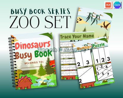 3-in-1 Busy Book Zoo Themes + Canva Basics & Ebooks With Mandala Coloring Book