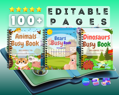 3-in-1 Busy Book Zoo Themes + Canva Basics & Ebooks With Mandala Coloring Book