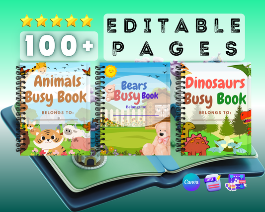 3-in-1 Busy Book Zoo Themes + Canva Basics & Ebooks With Mandala Coloring Book