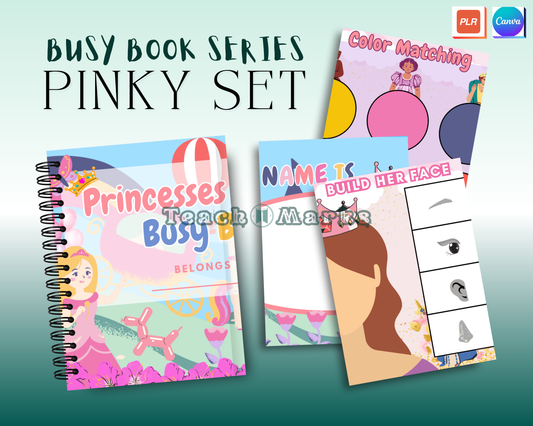 3-in-1 Busy Book Pinky Themes + Canva Basics & Ebooks With Mandala Coloring Book