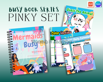 3-in-1 Busy Book Pinky Themes + Canva Basics & Ebooks With Mandala Coloring Book