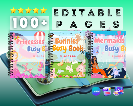 3-in-1 Busy Book Pinky Themes + Canva Basics & Ebooks With Mandala Coloring Book