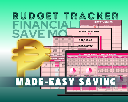 Easy Monthly Budget Tracker (Pink Theme) : List, Save, Repeat & Succeed